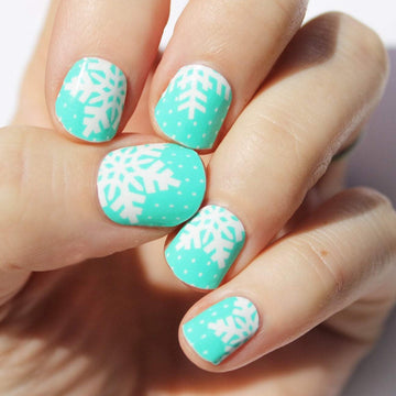 Mint Snowflake Nail Wraps