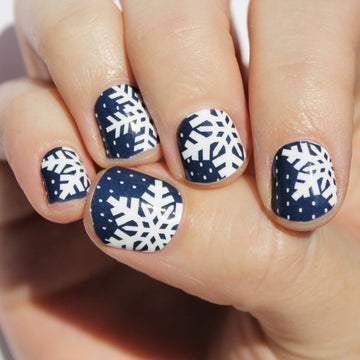 Navy Snowflake Nail Wraps